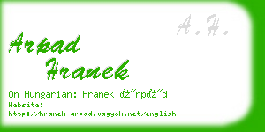 arpad hranek business card